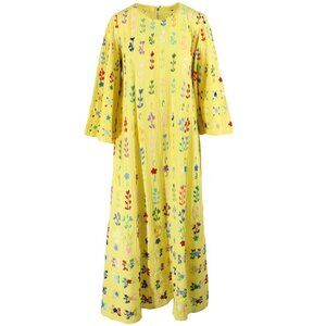 Vintage 70s Floral Embroidered Angel Sleeve Dress